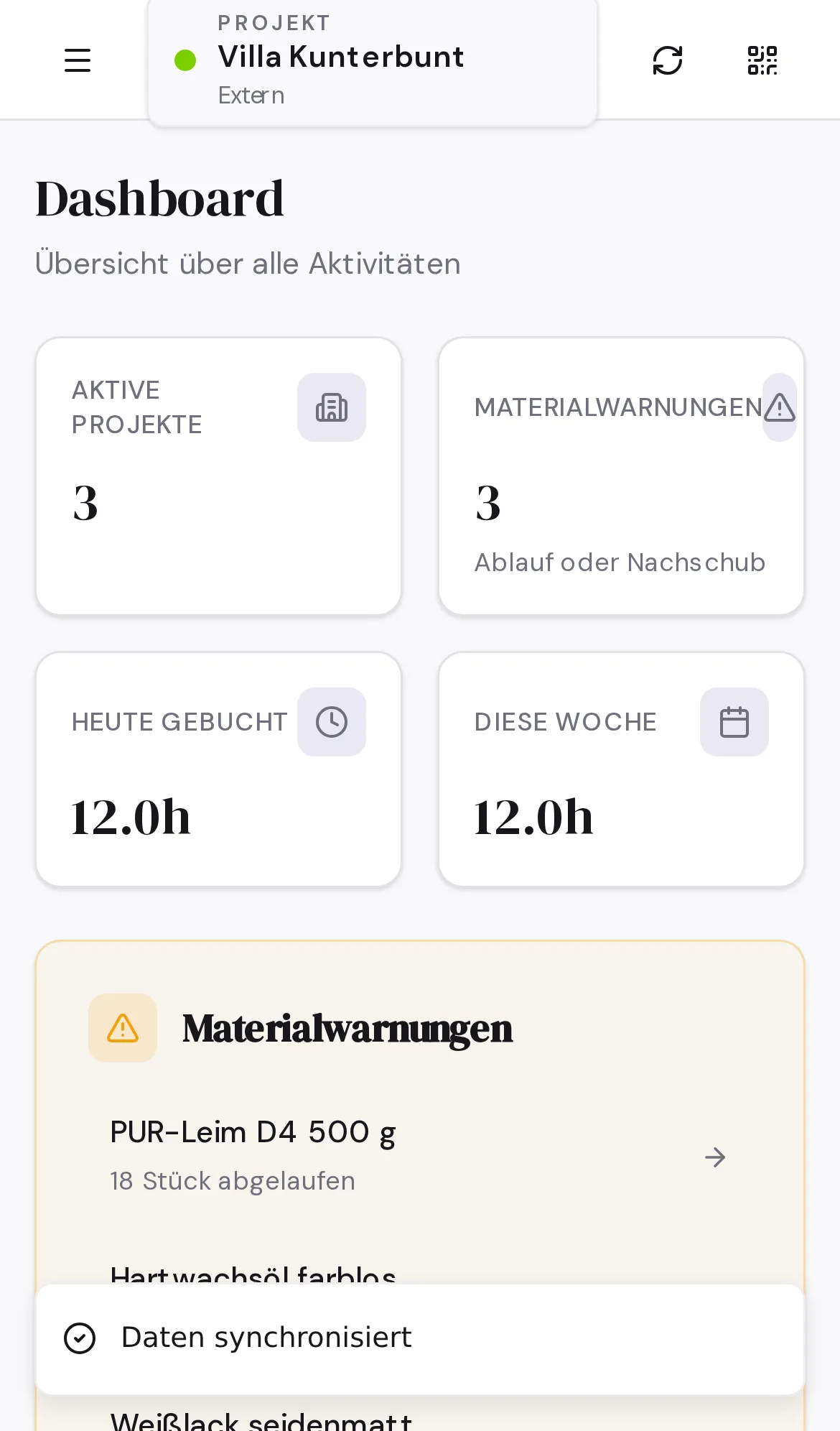 Schreinerei-App mobile screenshot